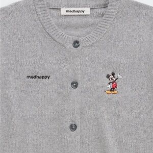 Madhappy Gray Cardigan with Mickey Mouse Detail